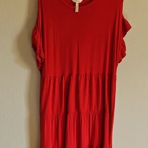 Red Ruffle Sleeve Dress